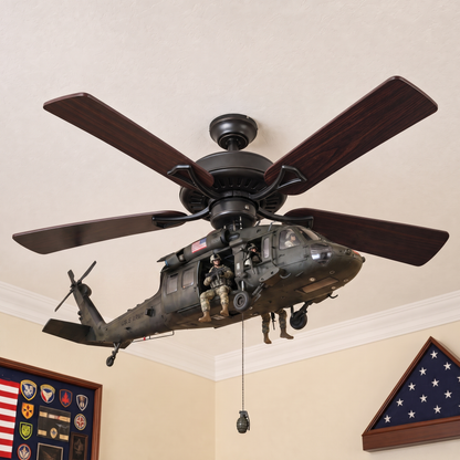 Chopper Blade attachment installed on ceiling fan, close up